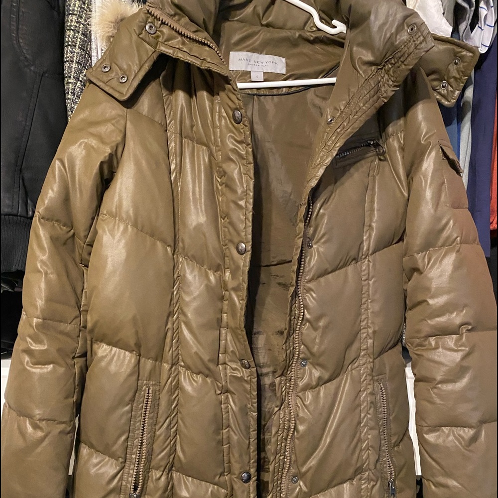 COPY - Long brown down puffer coat with real fur …